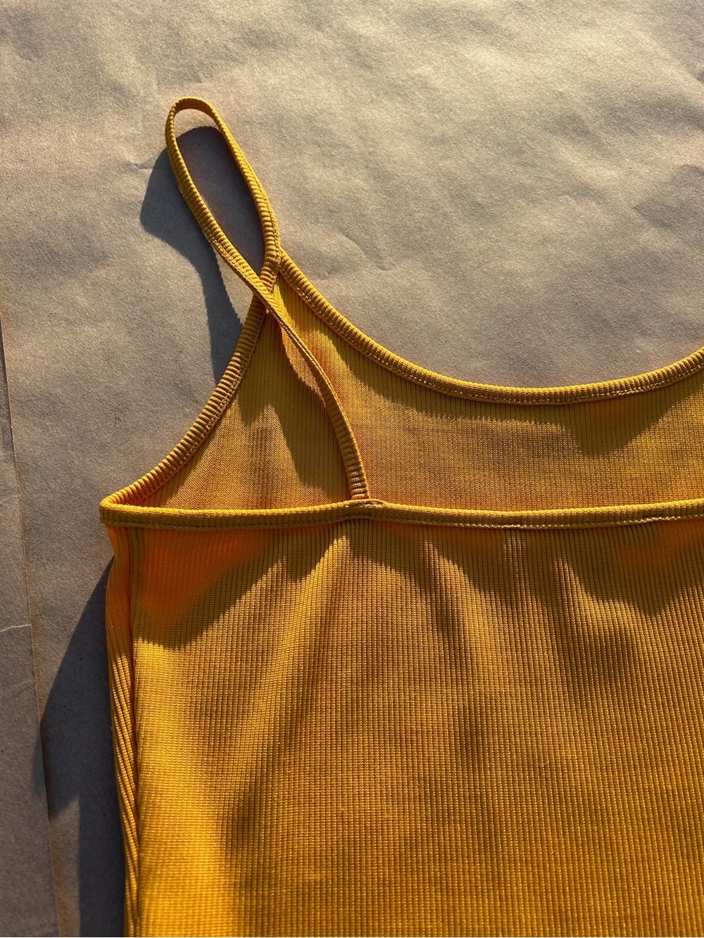 Yellow Ribbed Spaghetti Strap Bodysuit - Picture 8 of 12
